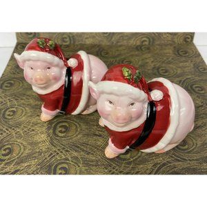 Santa Pigs Christmas Ceramic Salt and Pepper Shakers